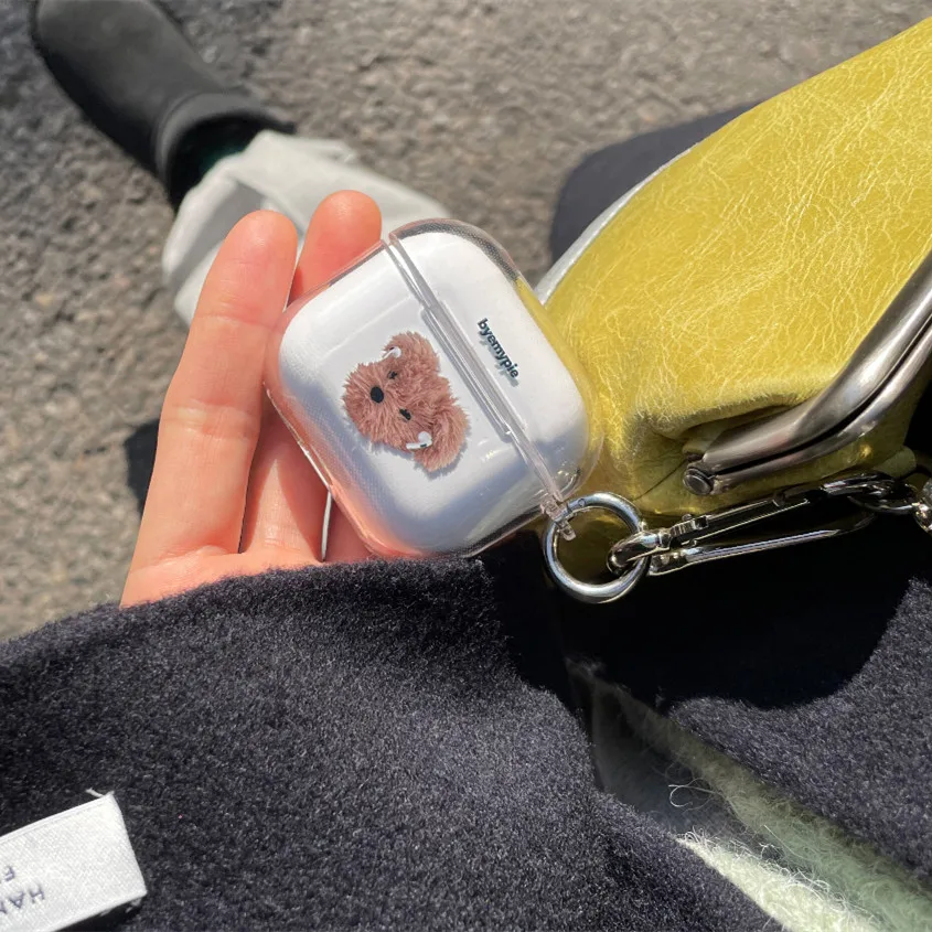 강아지 테디 강아지 케이스, 에어팟 2, 1, 3 케이스 커버, 코크 헤드폰, 투명 소프트 TPU 커버, 에어팟 프로 애플 펀다 카파