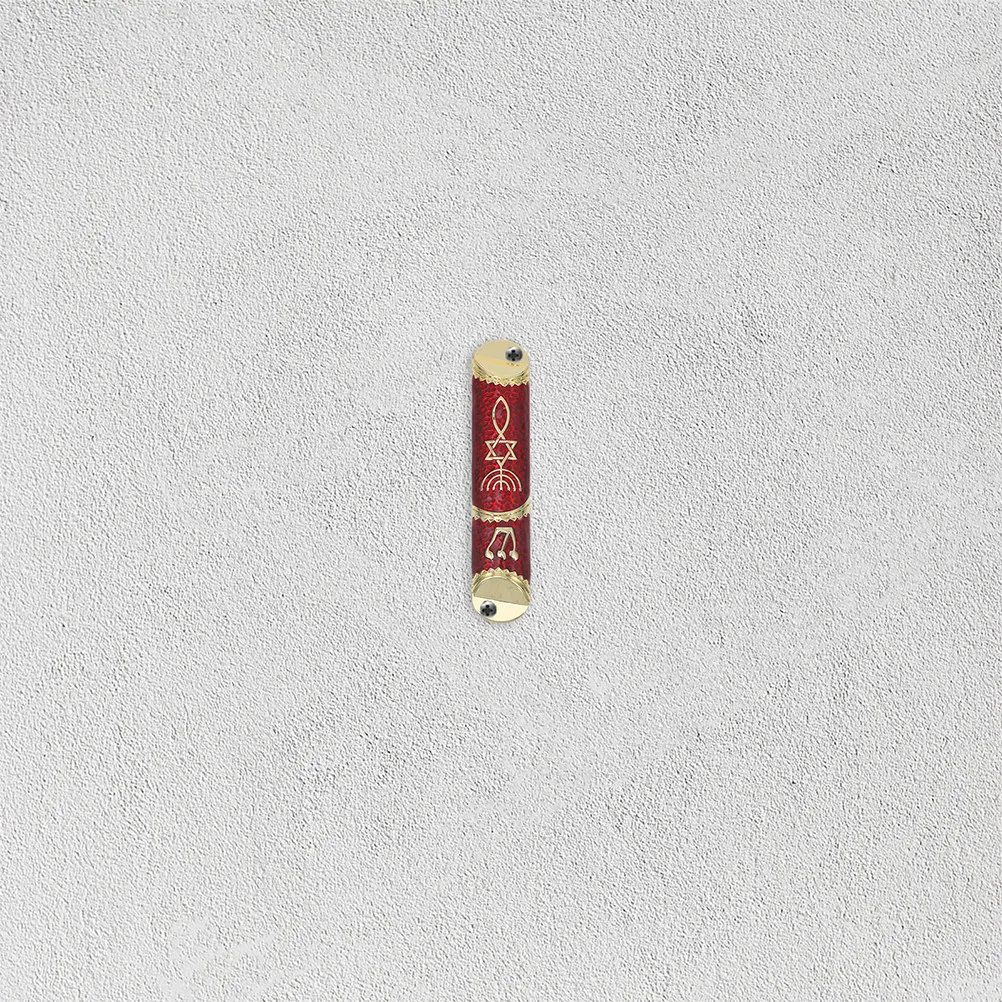 2Sets Blessing Mezuzah Metal Case with Scroll for Door Jewish Faith Decor Elegant Home Addition Religious Symbol Thoughtful