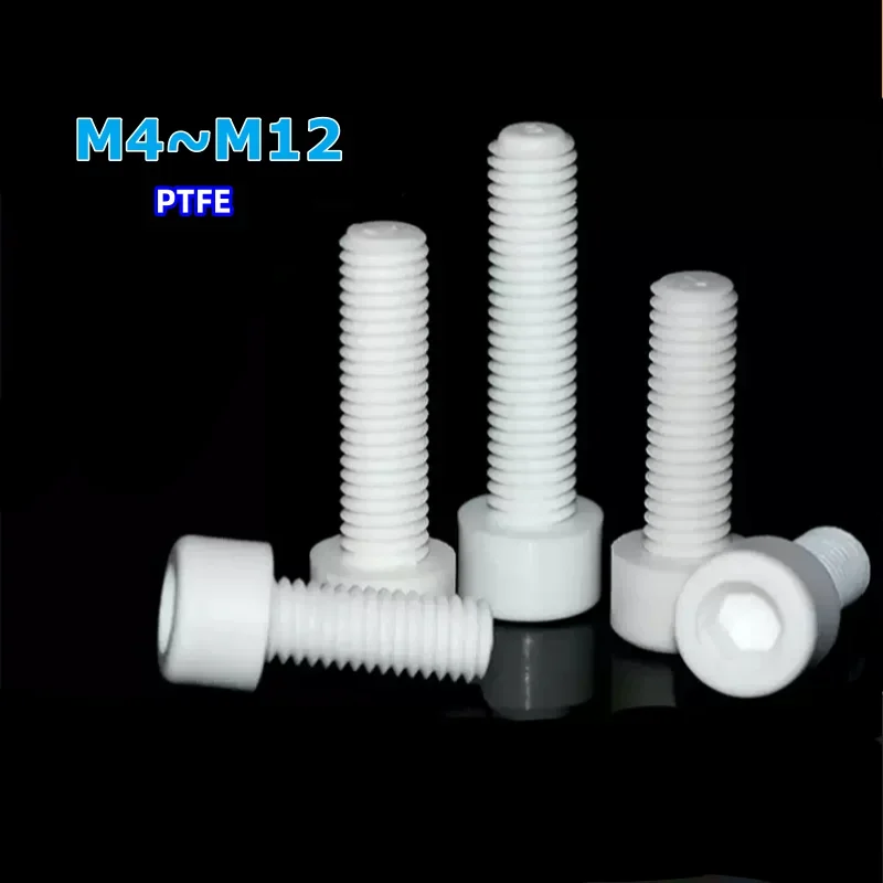 

M4 M5 M6 M8 M10 M12 White High Temperature Resistant PTFE Cylindrical Hexagonal Cup Head Teflon Screw