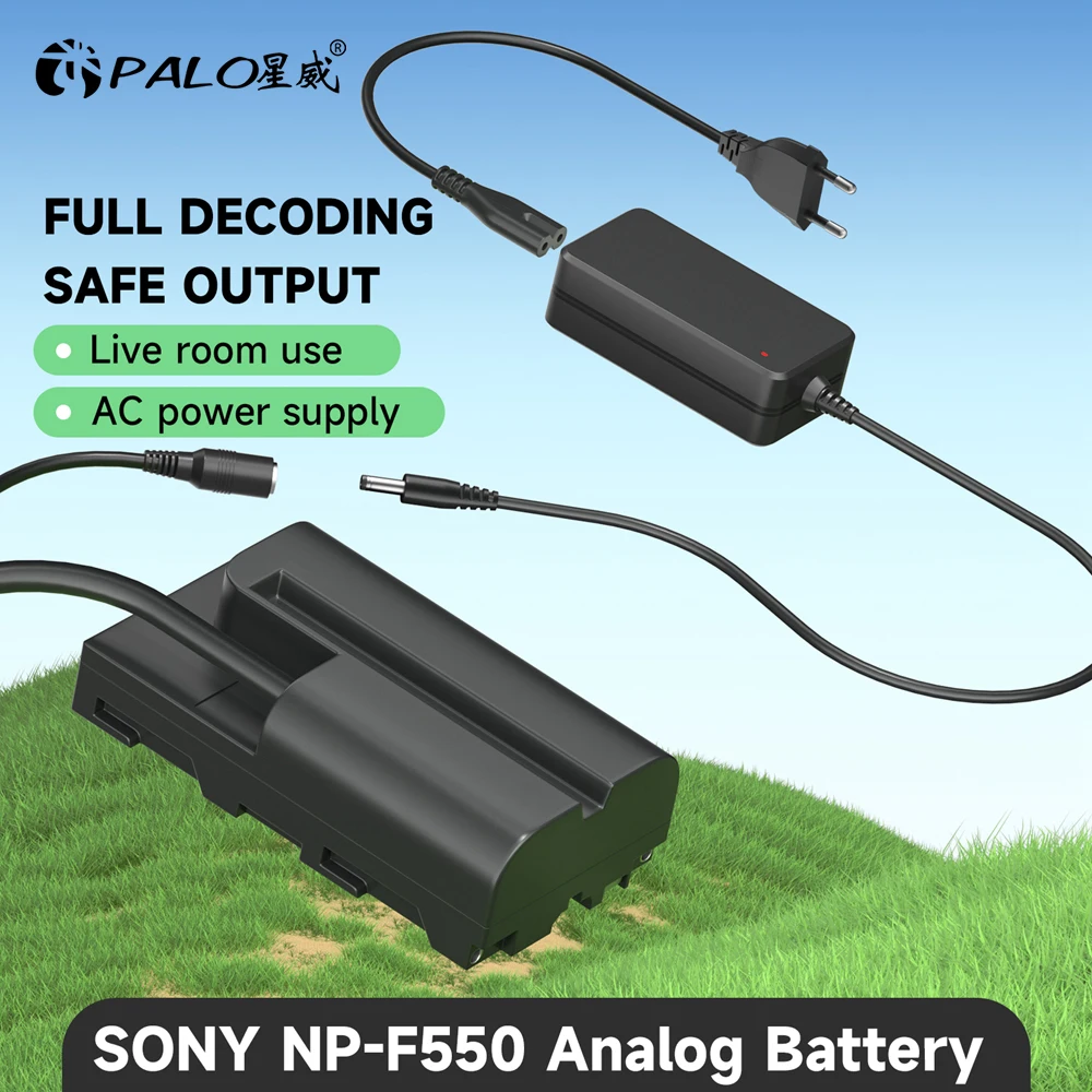 PALO NP-F550 Dummy Battery Replace F750 F770 F960 F970 Coupler Fit DK-415 For Sony Camera HXR-NX5 PXW-Z150 Various Video Lights