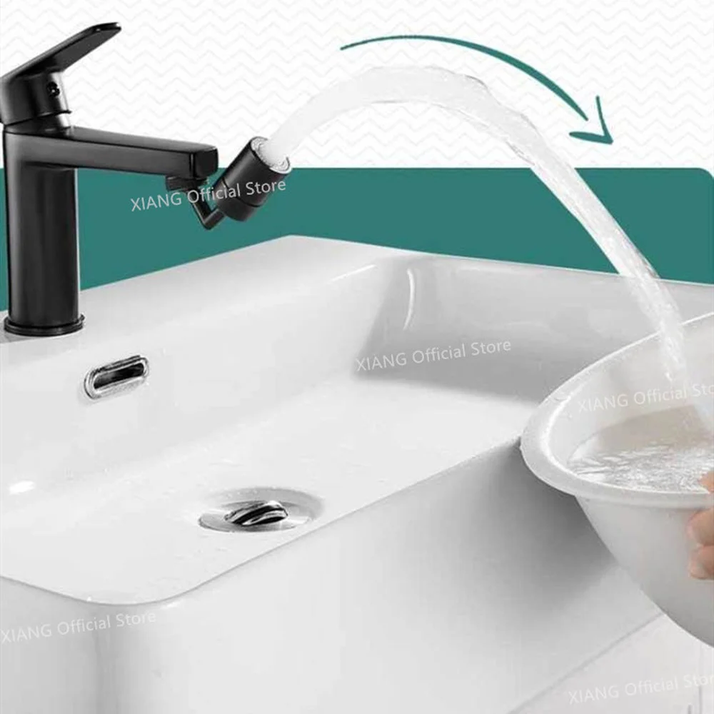 สีดำ720 ° ทองเหลืองก๊อกน้ำสำหรับห้องครัว Extender ห้องน้ำ Tap Rotatable ก๊อกน้ำ Extender Saving Water Tap อะแดปเตอร์หัวฉีด
