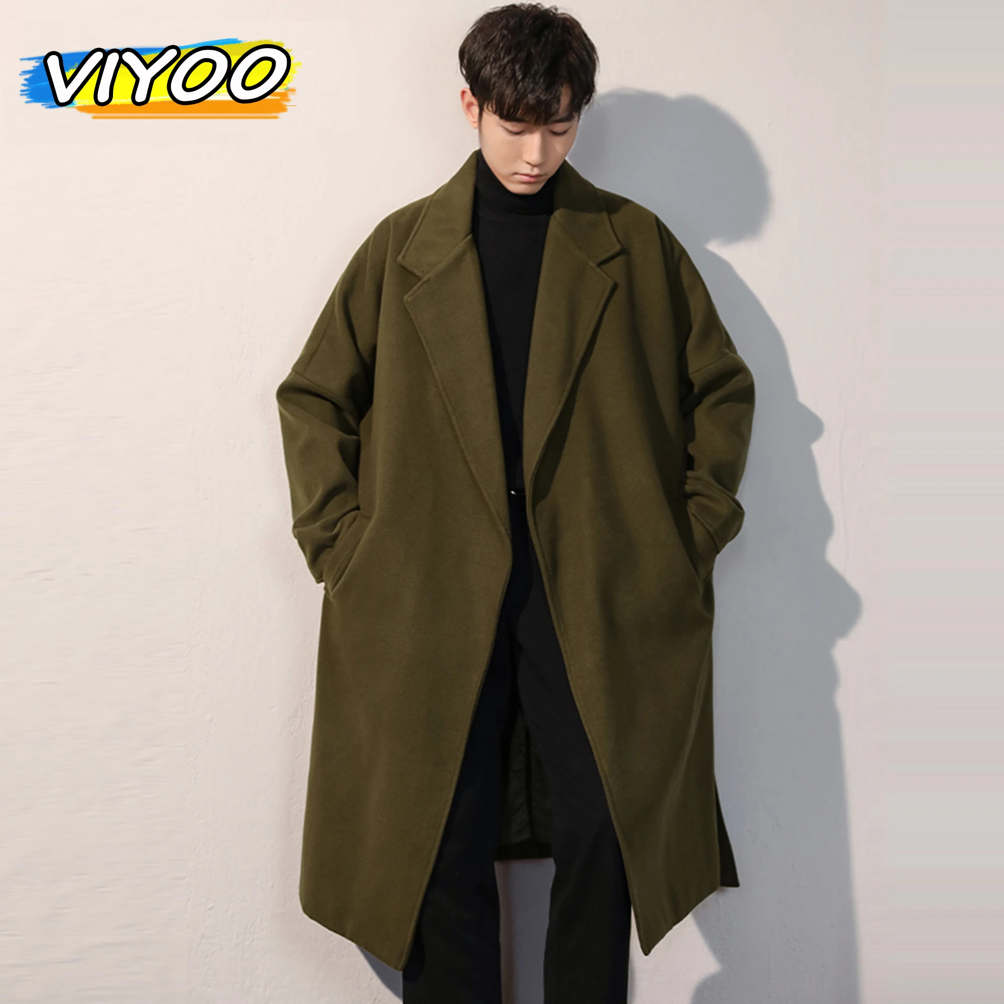 Men's Winter luxury Cardigans Trench Male Black Wool Overcoat Coat Black Long Padding Coat Men's Clothes Jac Windbreaker For Men