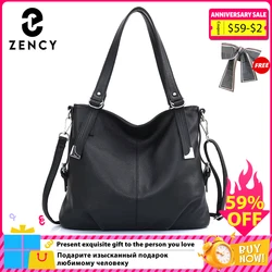 Zency Soft Genuine Leather Bags Women Simple Classic Shoulder Bag Large Commute Soft Hobo Handbag Female Tote Bag Handtasche