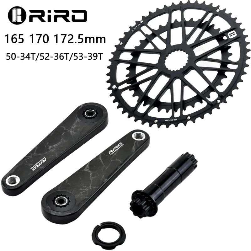 

RIRO Carbon Fiber Road Bike Crankset 29mm Direct Mount 110/130BCD 11-12 Speed 50-34T/52-36T/53-39T Chainrings Bicycle components