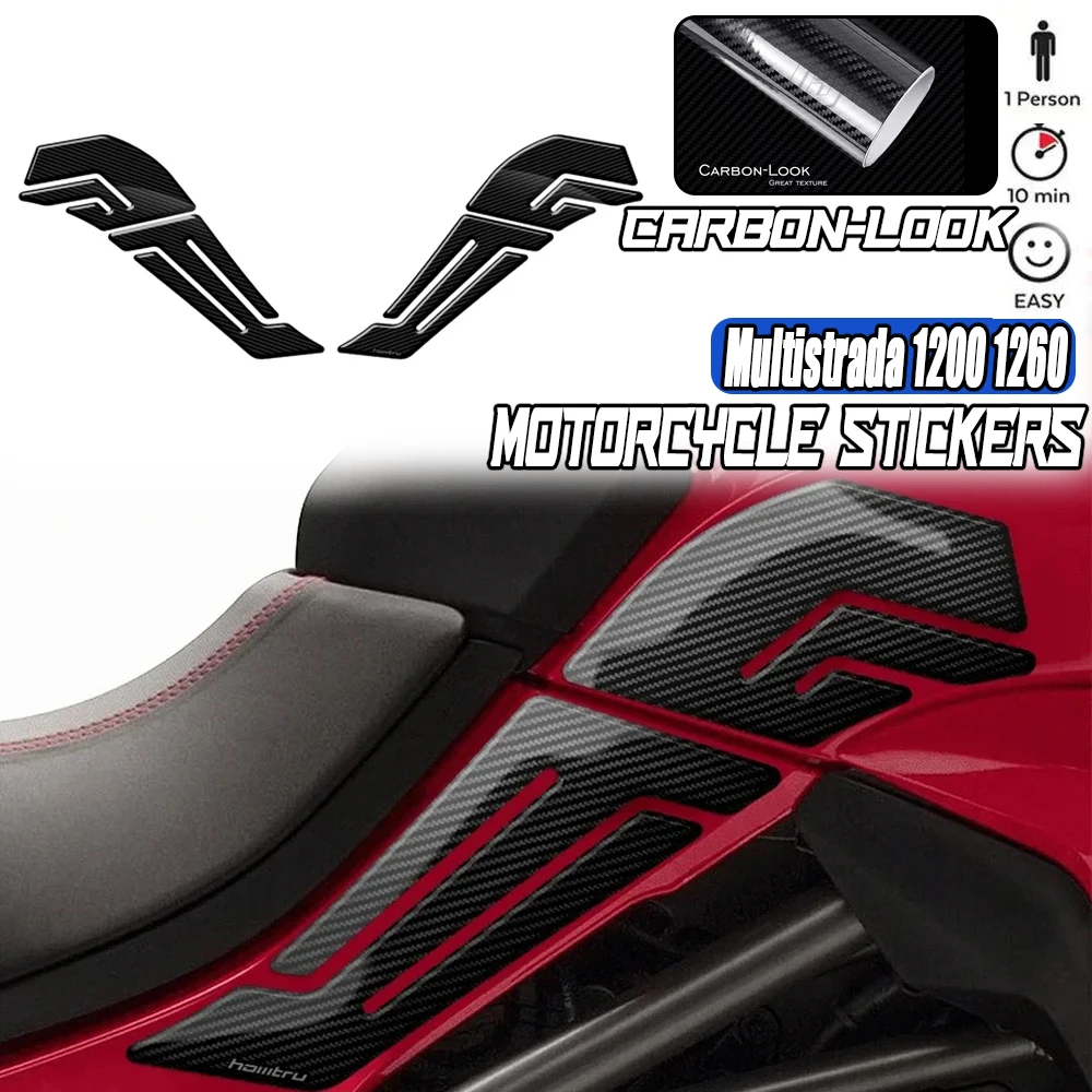 

For Ducati Multistrada 1200 1260 2015-2020 Tank pad Accessories Fuel tank side gasket ABS carbon fiber Fuel tank protection pad