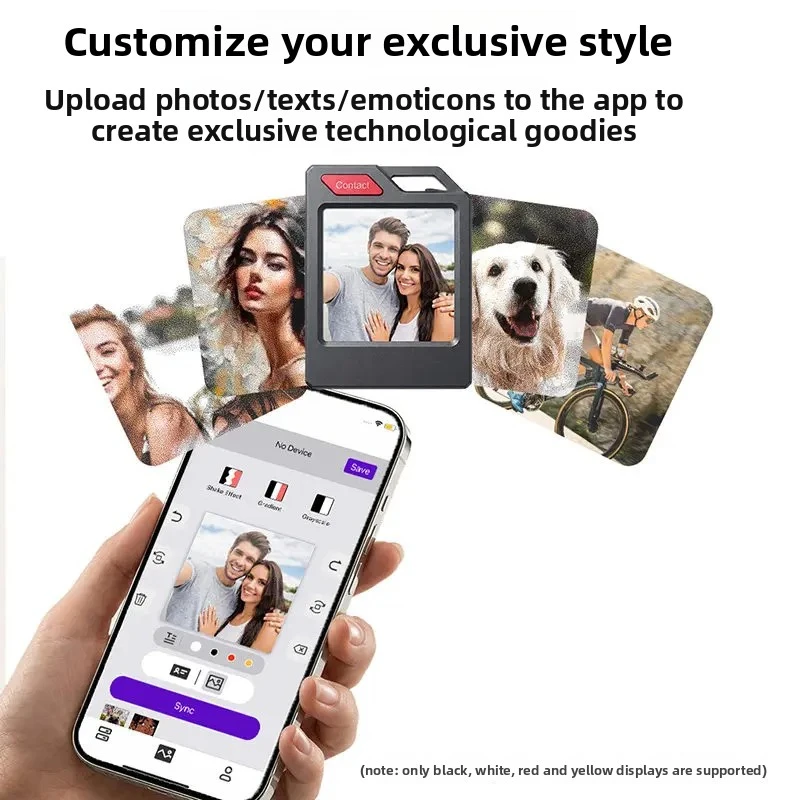 Original Color E-Ink Smart Keychain DIY Compatible with Apple AirTag PhotoTag Display Anti-Lost Locator Tracker Customization