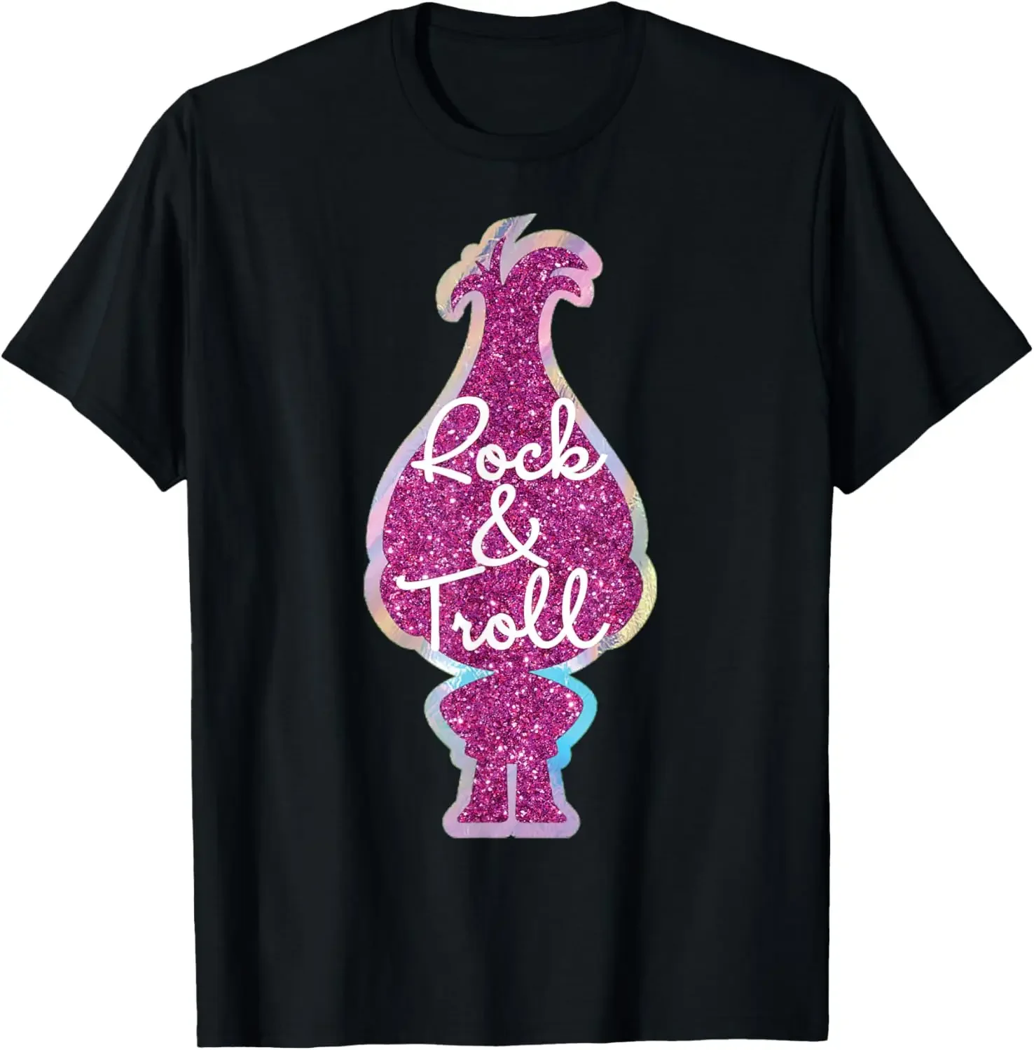 

Funny Trolls Rock & Troll Glitter Graphic T-shirt Soft Cotton Round Neck Short Sleeve Casual Tee For Men