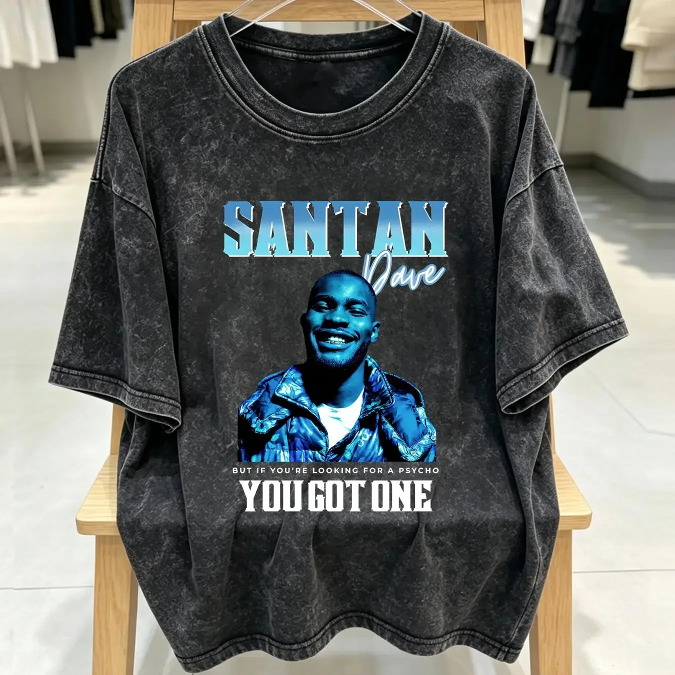washed T Shirt Rare Santan Dave LLL457 vintage Washed graphic streetwear Top For Everyday Wear designer clothes Slightly Casual