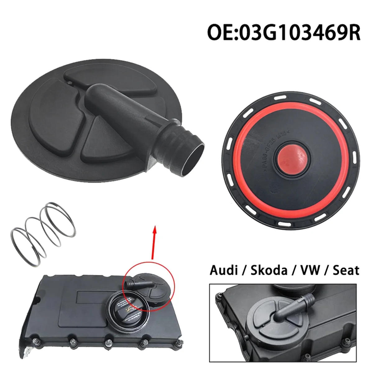 For Vw Golf Jetta Audi A3 Seat Toledo Skoda Octavia Jeep 2.0 Td 03G103469N, 03G103469R Pcv Valve Cover with Membrane