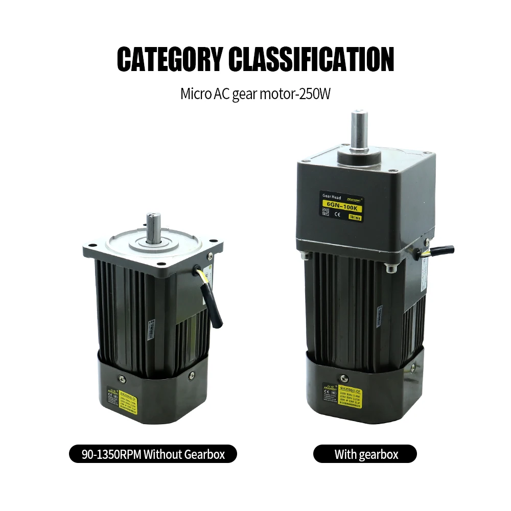 250W Micro AC Motor 110v 220v Single Phase Asynchronous Motor Gear Motor 15mm Motor Shaft+ Speed Controller 5RPM-1350RPM 50/60hz