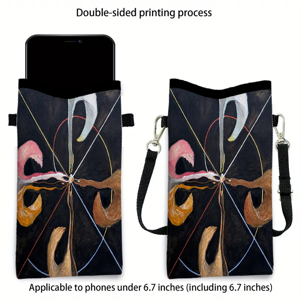 

Geometric Curves Animals Print Phone Bag Adjustable and Detachable Strap Designed Women Crossbody Convertible Shoulder Bag3.6