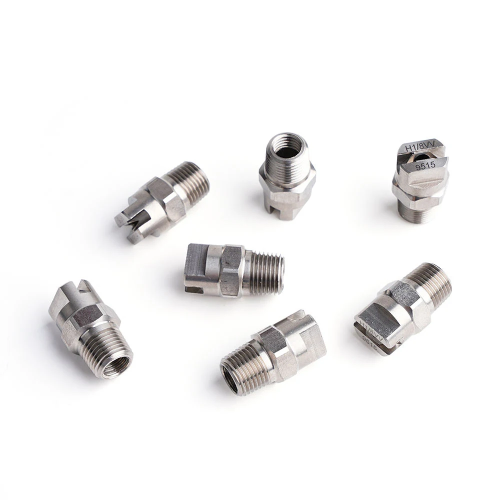 Huajue-boquilla de ventilador plano de acero inoxidable OEM/ODM, rosca macho BSPT de 1/4 pulgadas, serie HVV, ángulo de pulverización de 0 grados para limpieza/polvo