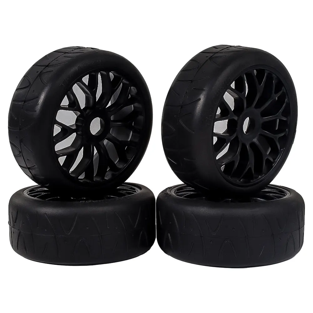 4Pcs 1/8 RC Rubber Tires With Hubs 17mm For Hex Drive HSP HPI Kyosho Traxxas Road Racing Wheel Parts