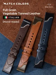 Maikes Double Color Watch Band, Quick Release Watchbands, Full Grain Cow Leather Strap, 20mm, 22mm Watch Accessories Bracelet