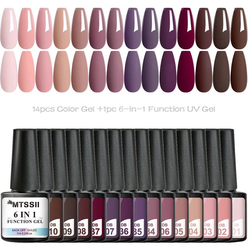 

15 шт./компл., осенний красный набор гелей для ногтей, коричневый цвет, блестящий полуперманентный набор для замачивания, УФ-лак для дизайна ногтей, набор принадлежностей для маникюра