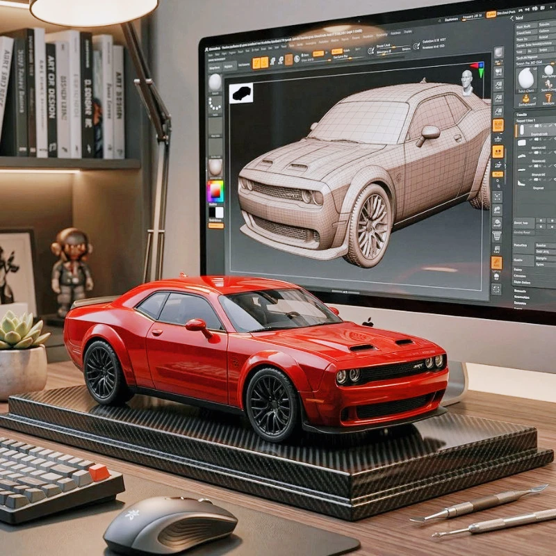 

1:32 Hellcat high-end alloy sports car model bedroom cabinet desktop ornament pull back with sound light boy toy car child gift