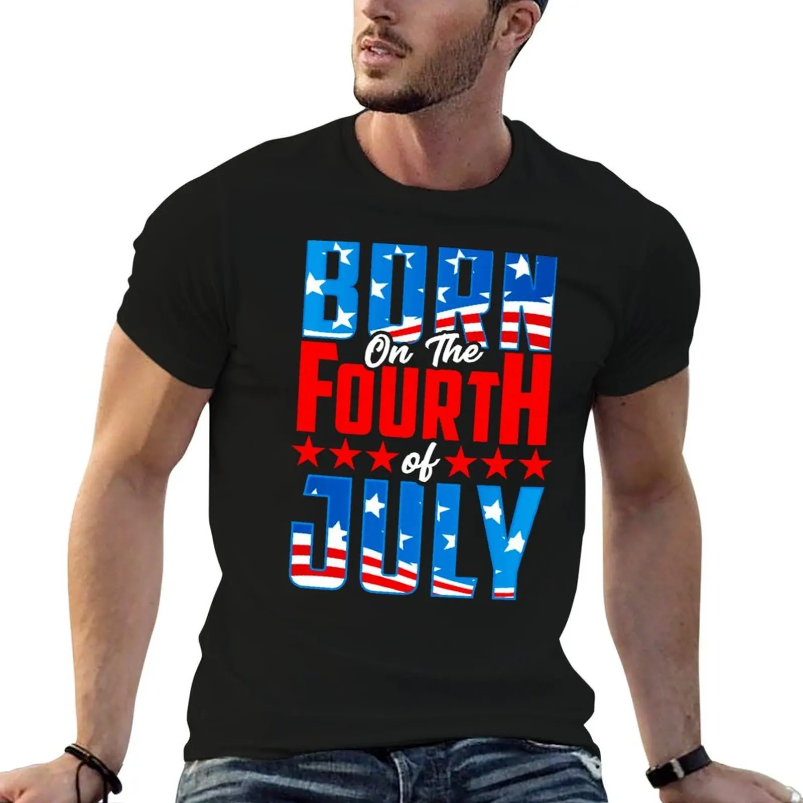 Birthday On July 4th Celebration T-Shirt funny t shirts man cotton t shirt pack t shirts cotton 100% T-shirt