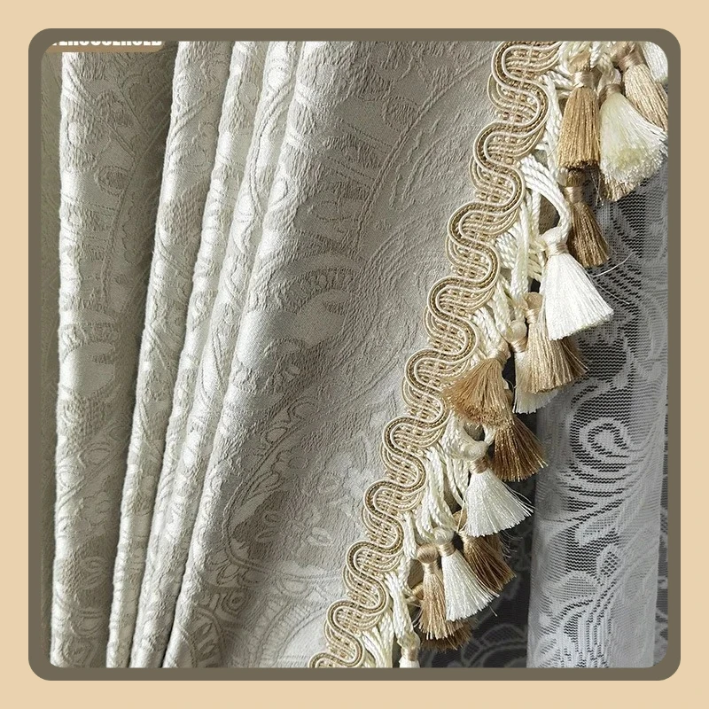 

Custom Size！！ Retro Cream Style Large Customized Curtains for Living Dining Room Bedroom Three-dimensional Relief Shading Villa