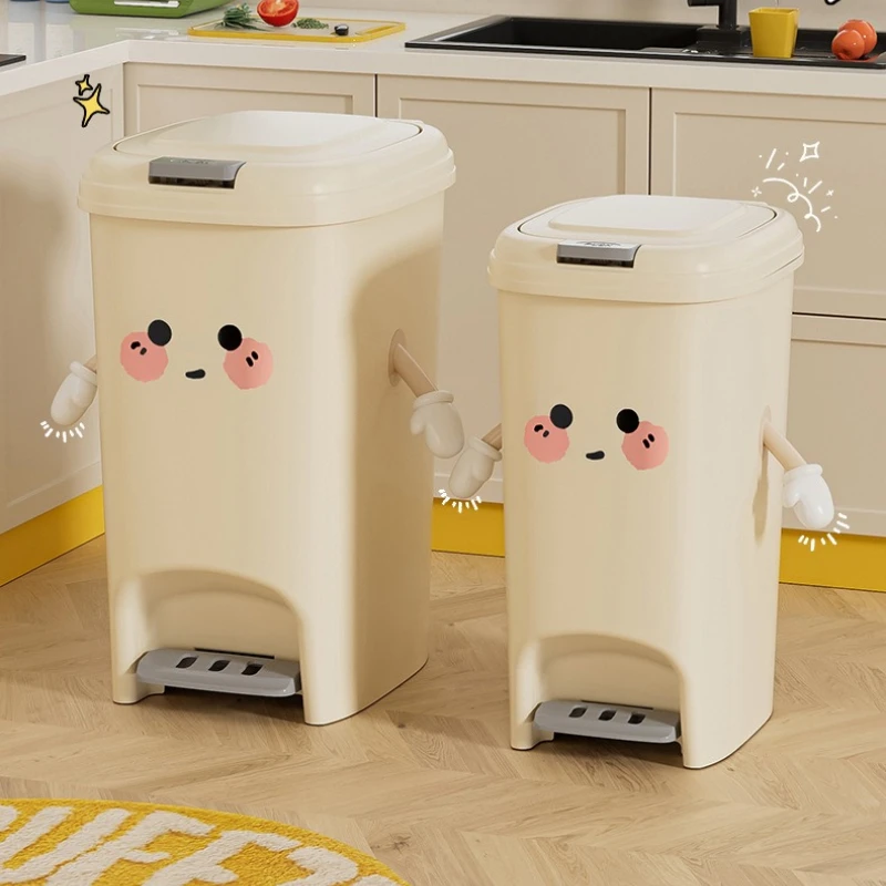 Premium Large Capacity Home Bathroom Trash Can Foot Pedal Double Lid Cute Covered Bin Kitchen Trash Can Bread Bin Bolsas Basura