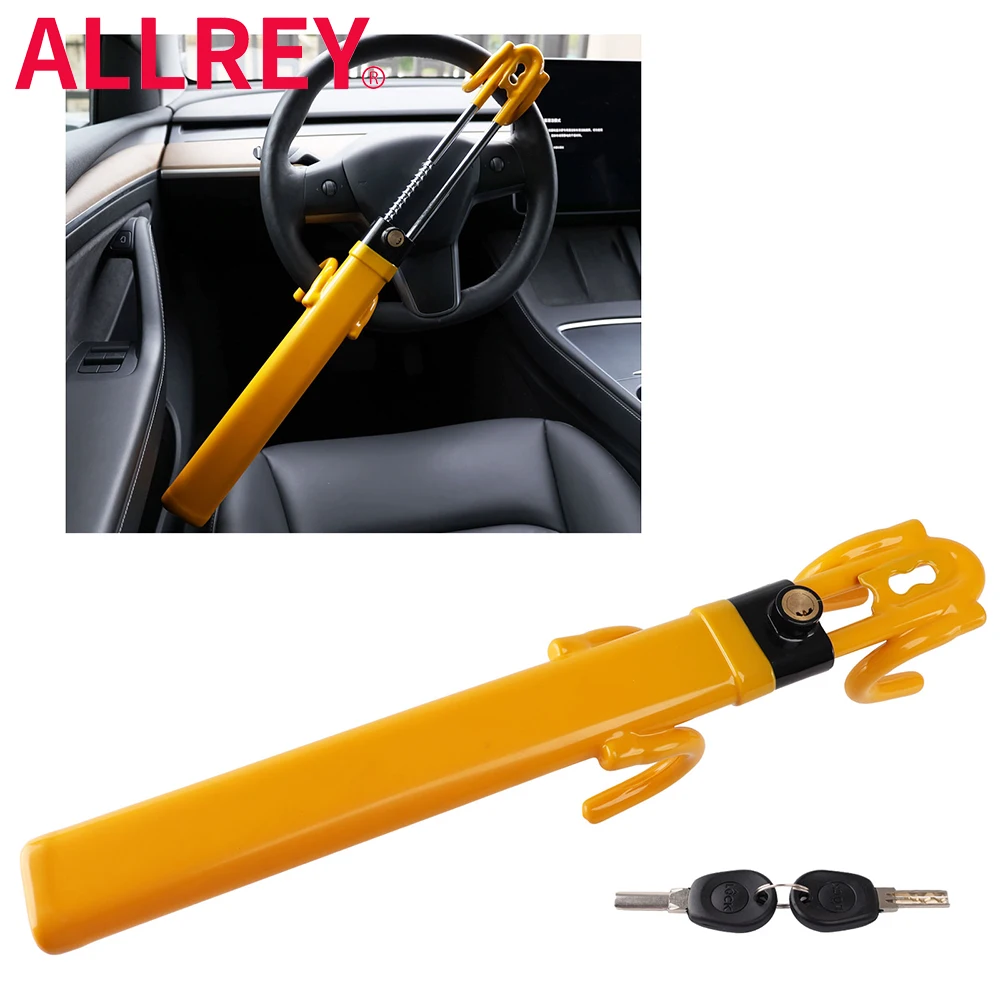 

ALLREY Double Hook Locks Heavy Duty Double Anti Theft Adjustable Length Car Lock Steering Wheel Lock Safety Tool Accessory