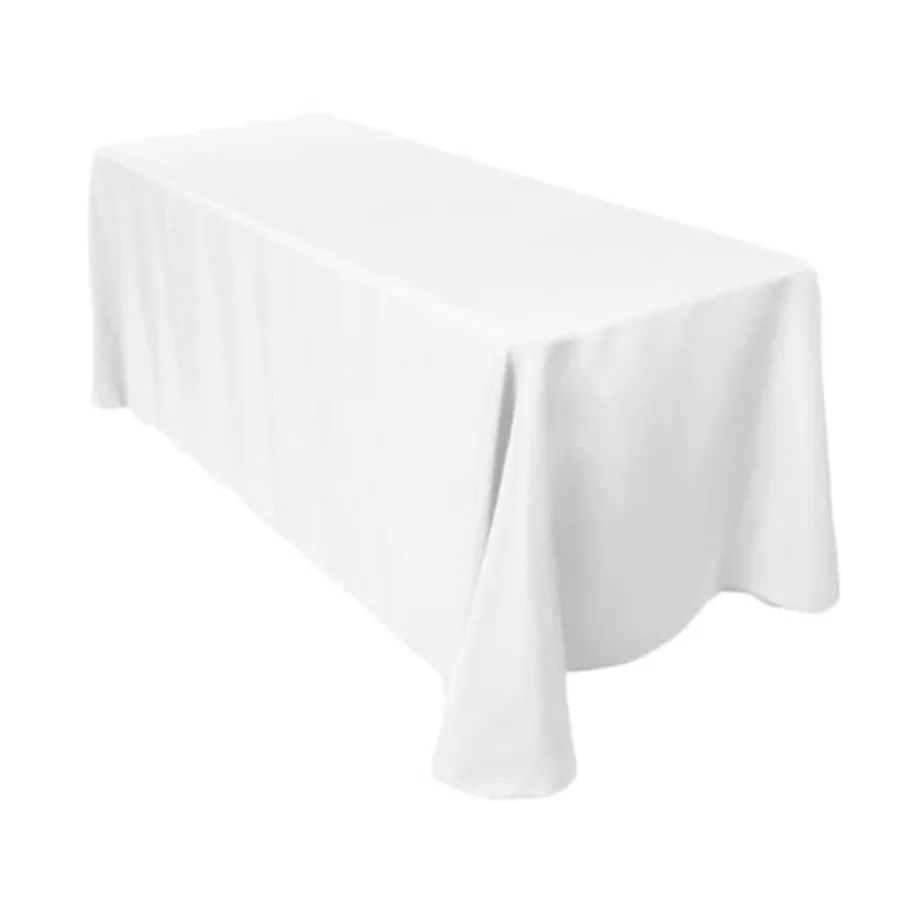 

10-pcs 90 x 132 Rectangular Polyester Linen Tablecloth for Wedding Reception Restaurant Banquet Party - Machine Washable - Whit