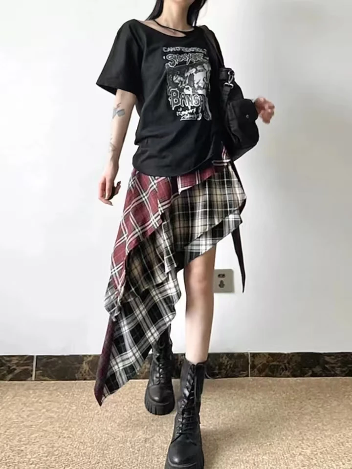 2024 Autumn Summer New Fashion Design Plaid Tassel Short Skirt High Waist Japan Popular Half Skirt Women's Skirt Pants