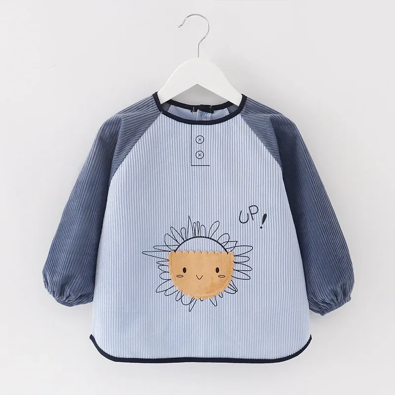 Baby Waterproof Bibs Cartoon Lion Long Sleeve Pocket Apron Self Feeding Drawing Bib Kids Eating Infant Antifouling Baby Clothes