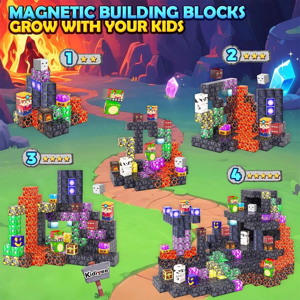 80/120/180PCS Magnetic Building Blocks Construction Sets For 3Years+ Old Kids Magnet Cube Set STEM Montessori Sensory Toy