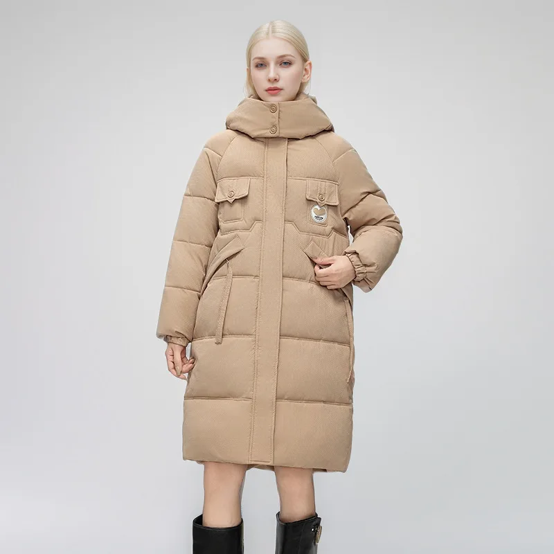 

Women's down Cotton-Padded Jacket Winter Fashion Long Hooded Thick Coat All-Match Bread Clothing Stylish Outerwear