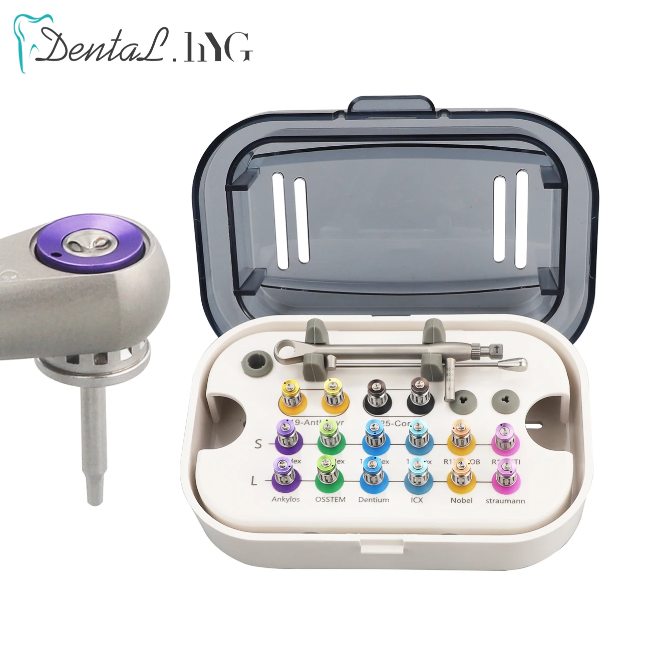 ユニバーサルデンタルインプラントドライバー、カラフルトルクレンチ、ラチェット修復ツールキット、10-70ncm、16個