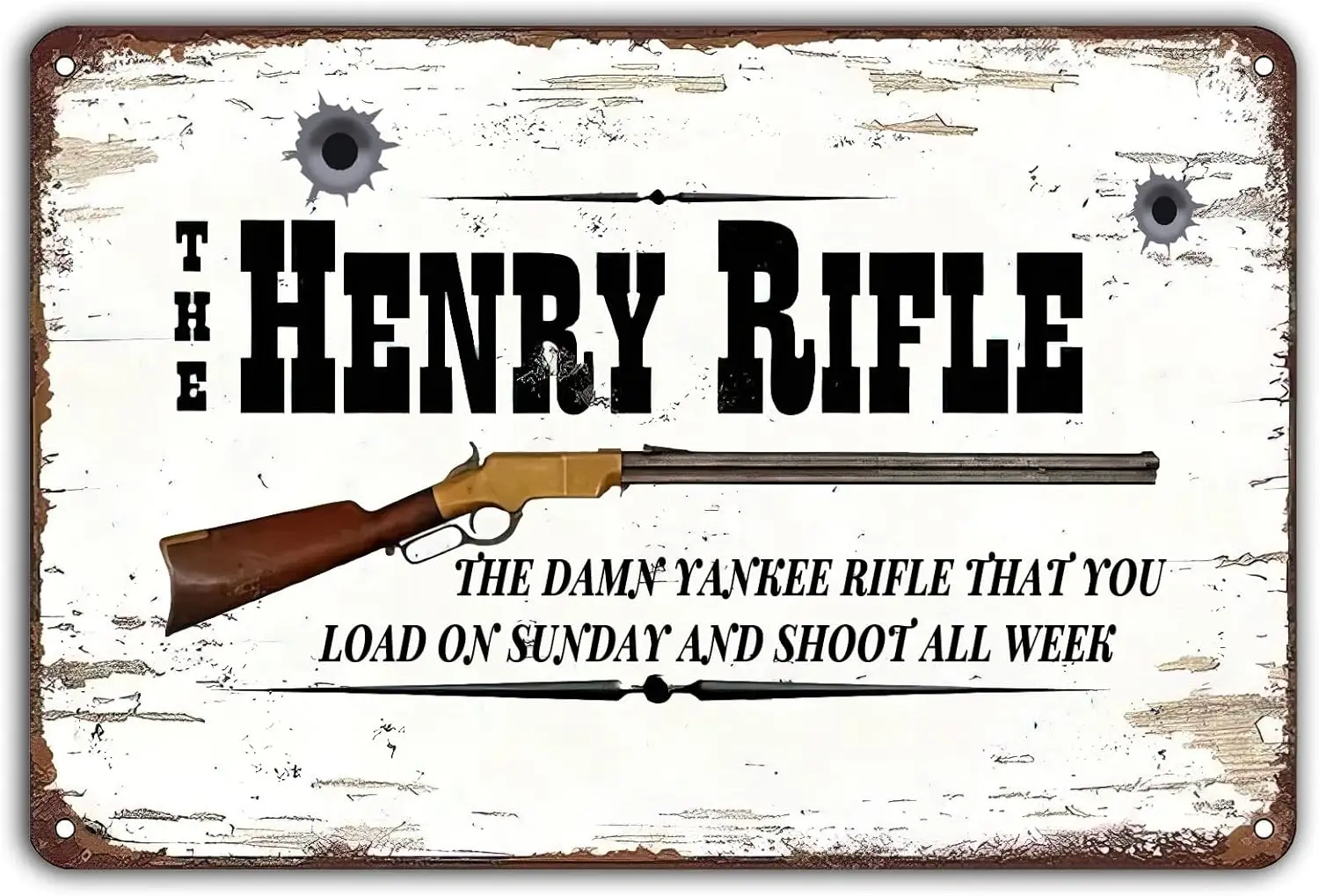 Plaque décorative vintage en métal The Henry Rifle, affiche murale rustique Winchester Hunting pour la maison, la ferme ou le bar