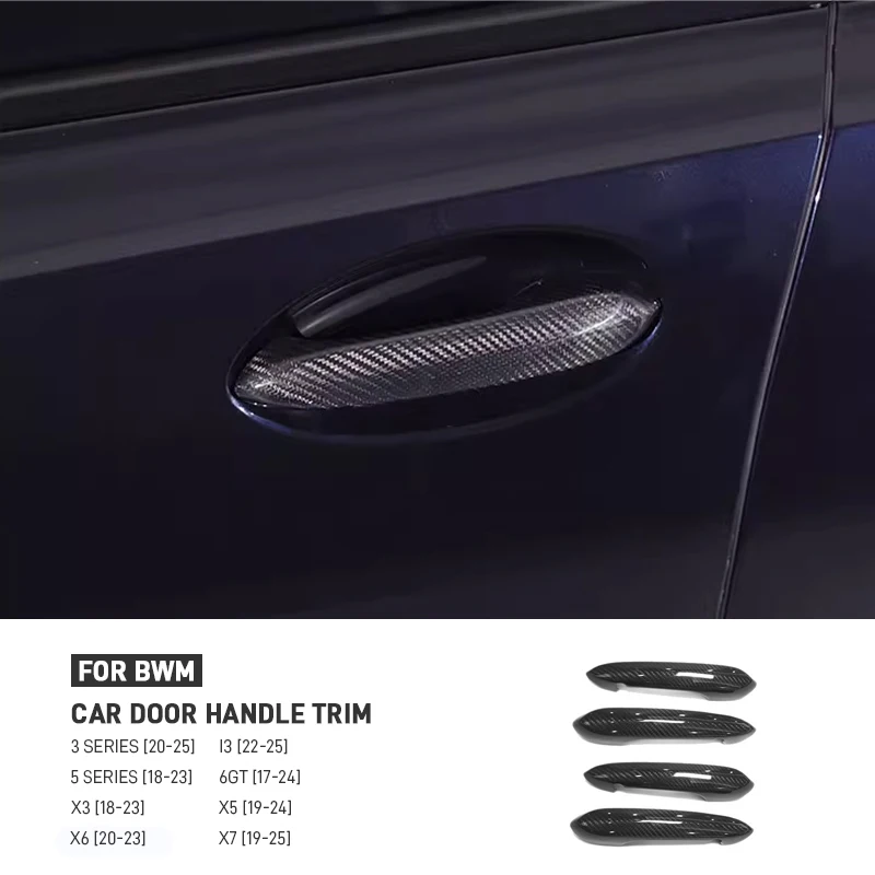 

For BMW 3 5 Series X3 X4 X5 X6 X7 I3 Real Carbon Fiber Car Door Handle Cover Trim Sticker Car External Decorative Accessories