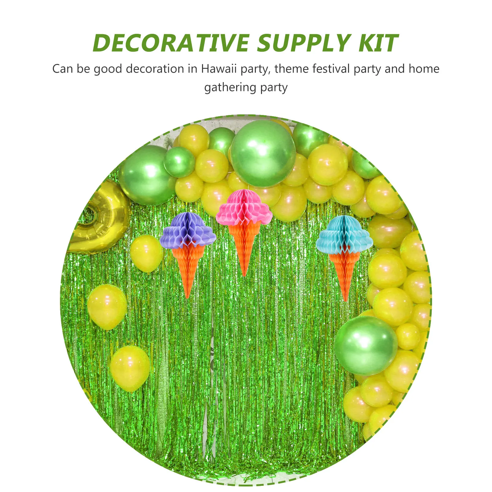 

3pcs Ice Cream Honeycomb Balls Hawaiian Party Decor Hanging Pendant For Festival Home Gathering Bright Scene Layout