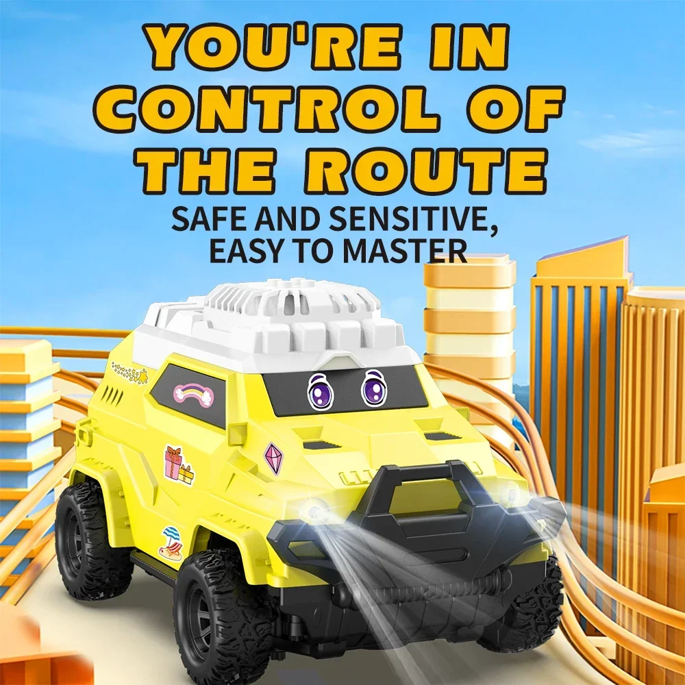 Coche de carreras RC de 2,4G para niños, juguetes DIY, pegatina con Control remoto, coche todoterreno, luces de juguete para vehículo eléctrico, juguete novedoso para cumpleaños