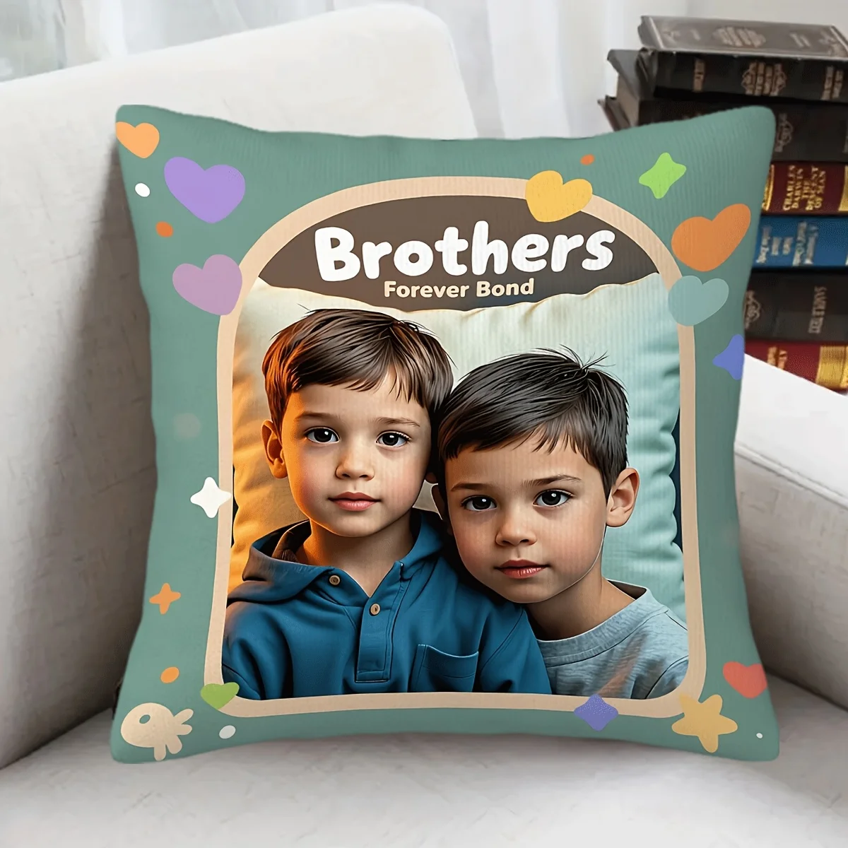 Customized personalized photo printing pillowcases, brother pillowcases, suitable for bedrooms, living rooms, custom pillows, gi