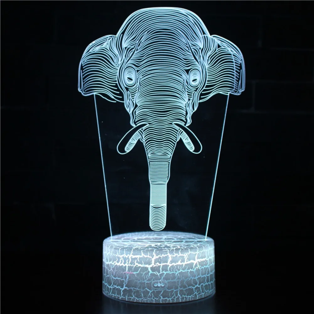 Lampada da comodino da tavolo a Led con luce notturna 3D elefante per la decorazione della camera da letto luci che cambiano colore regalo di natale di compleanno per bambini