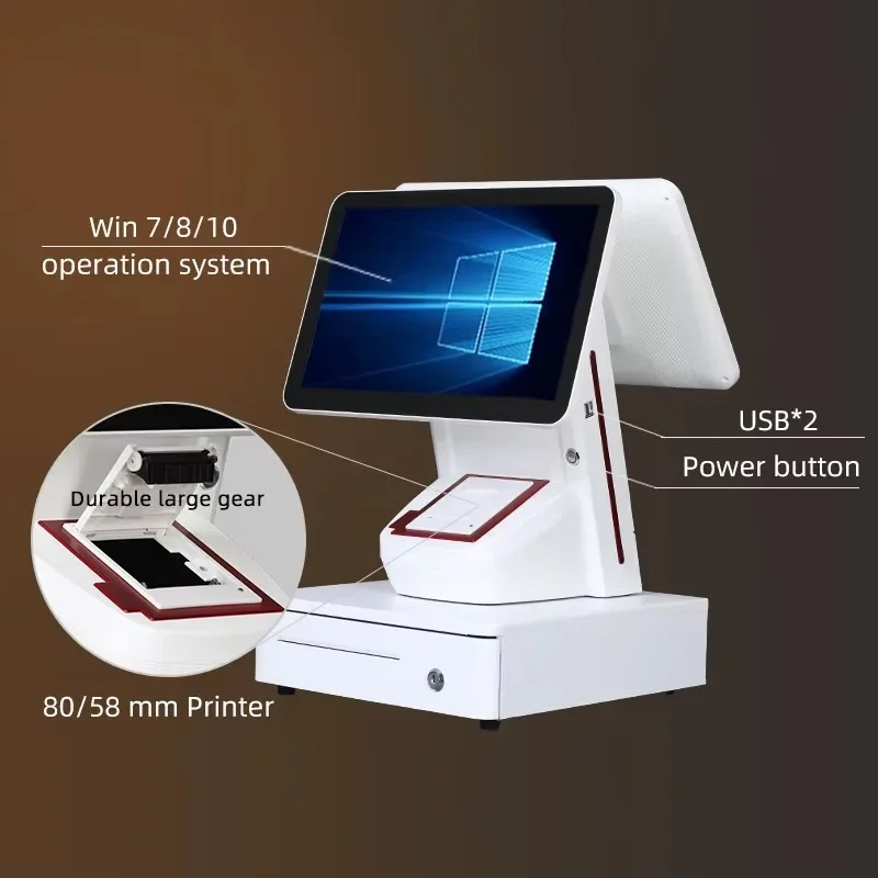 Máquina de caja registradora electrónica 1908A, punto de sistema, todo en uno, Terminal con pantalla táctil, sistema Pos