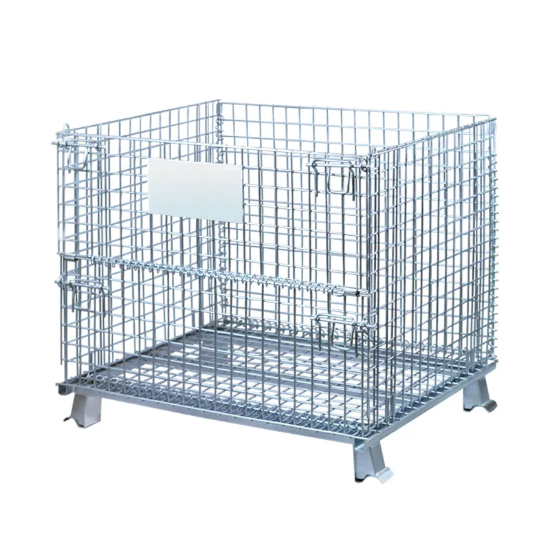 Heavy Cargo Metal Turnover  Logistics Warehouse Stacking Cage  Heavy Material Box  Storage Basket Folding Grid Turnover Box