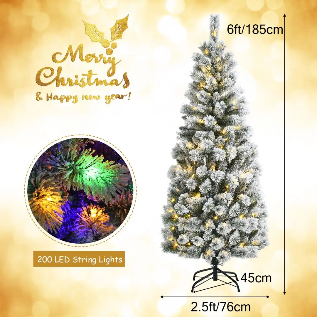 DORTALA 6FT  Illuminated Artificial Christmas Tree W/ LED Lights Auto Open 9 Flash Mode