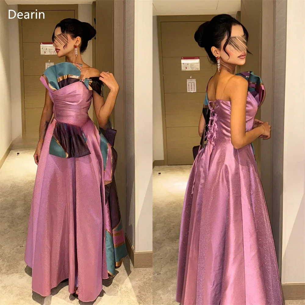 

Customized Prom Gown Women Formal Evening Dress Dearin One-shoulder A-line Floor Length Skirts Draped Fold Bespoke Occasion Dres