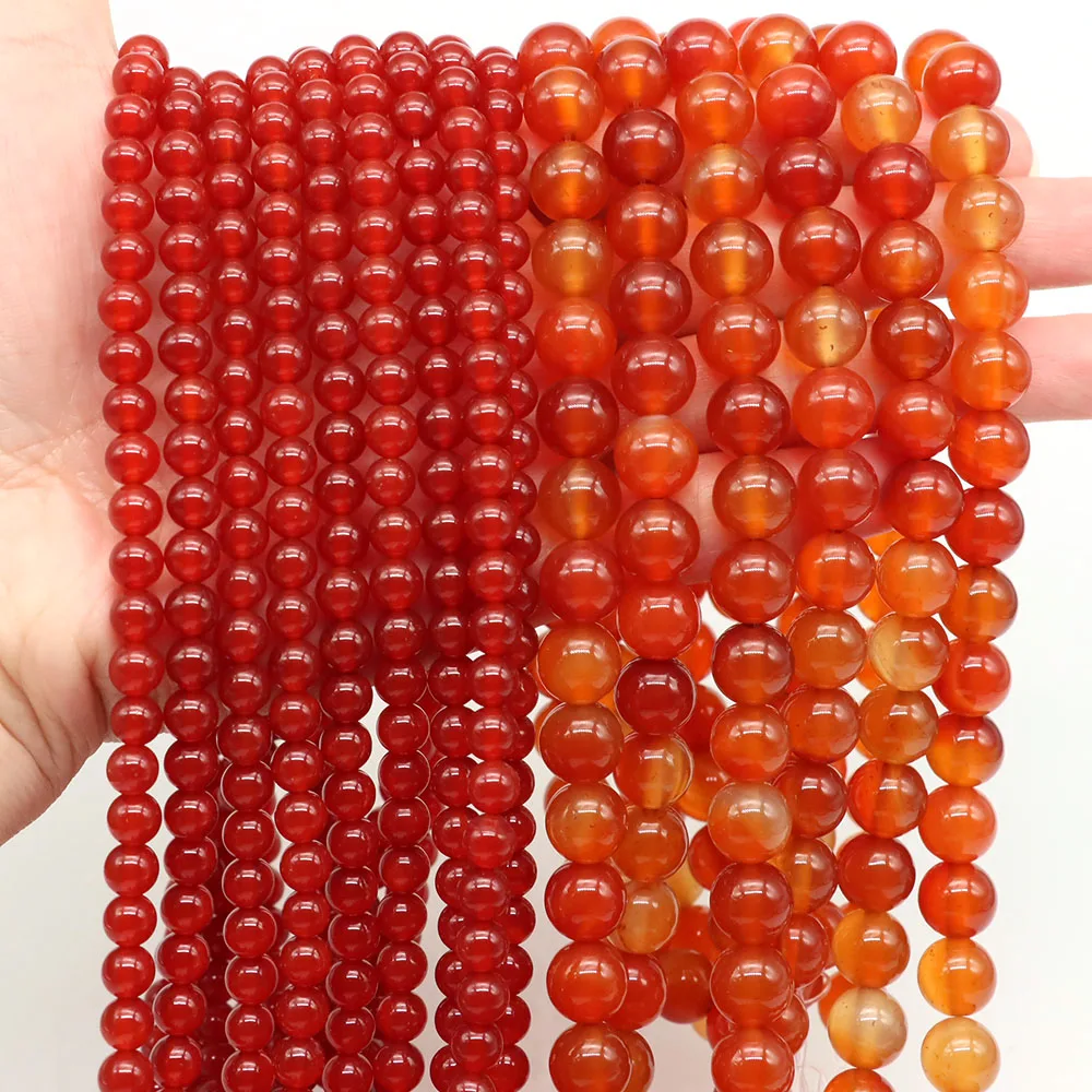 4 6 8 10 mm natürliche rote Karneol-Achat-Perlen, runde lose Steinperlen für Schmuckherstellung, DIY-Armbänder, Halskettenzubehör