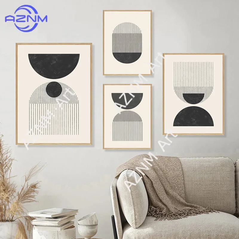 Modern Nordic Morandi abstract geometric lines minimalist mo