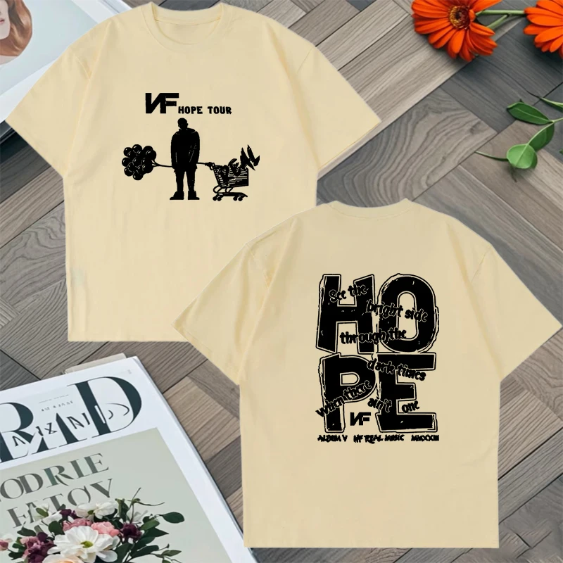 Rapper Nf Hope Tour Double Sided Print 100% Cotton Men Women Oversized t-shirt Crew Neck Summer short sleeve t-shirts Unisex Top