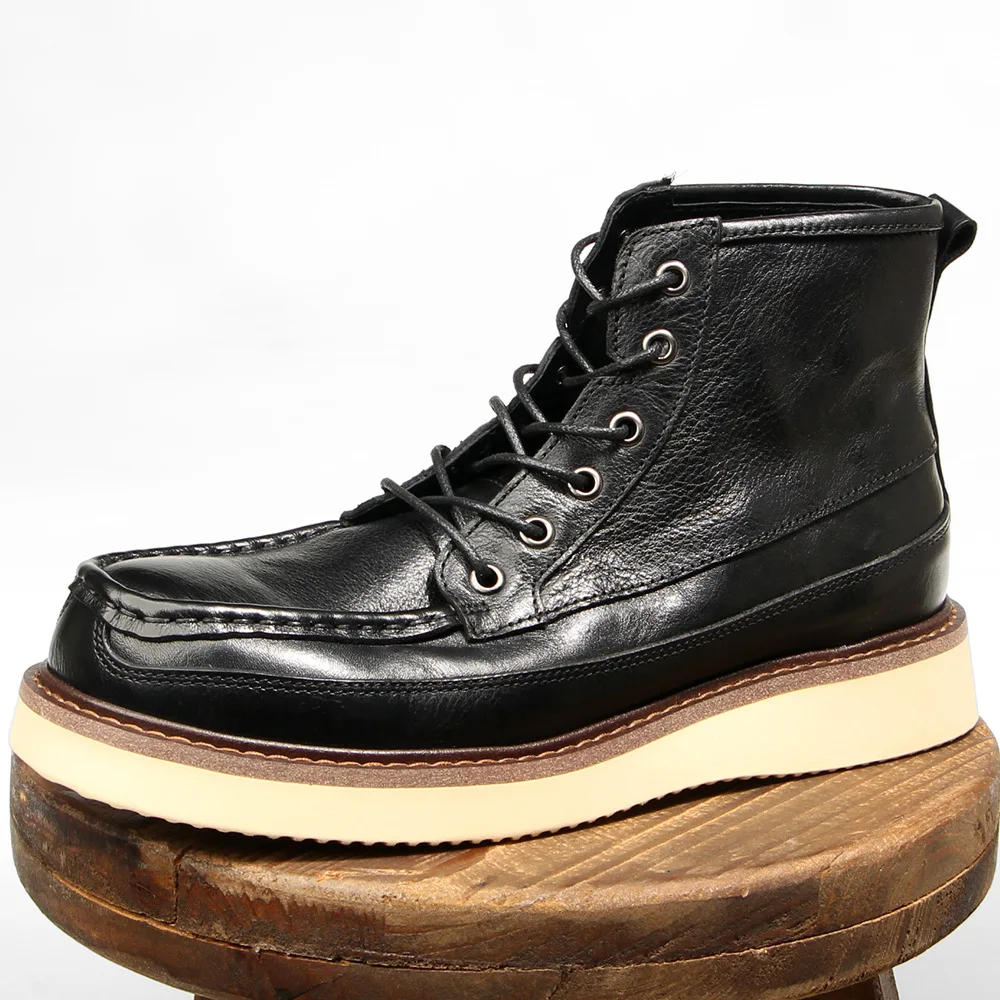 British high-top first-layer cowhide overalls casual retro leather boots hand-polished platform men's shoes