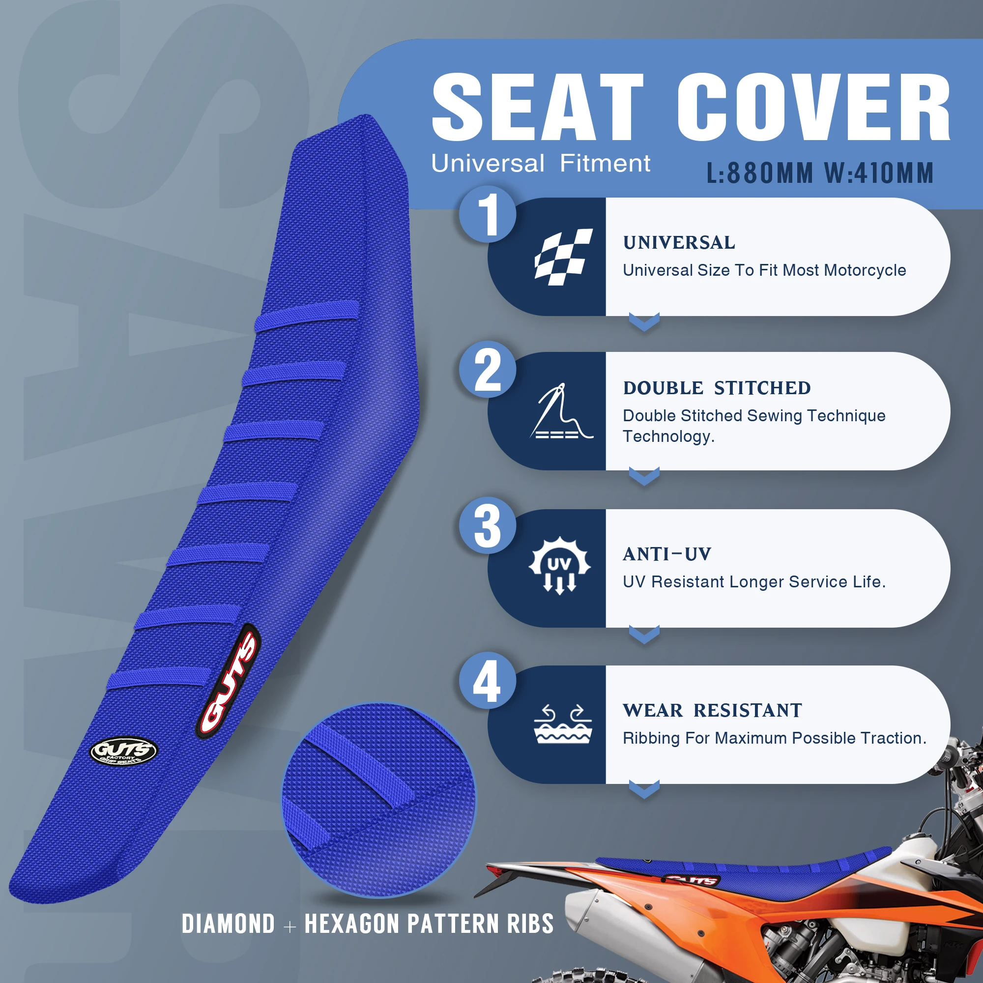Image of Sawrain Universal-Sitzbezug für EXC SX TC FC YZ KX, Schutz, rutschfest, wasserdicht, Motorradzubehör
