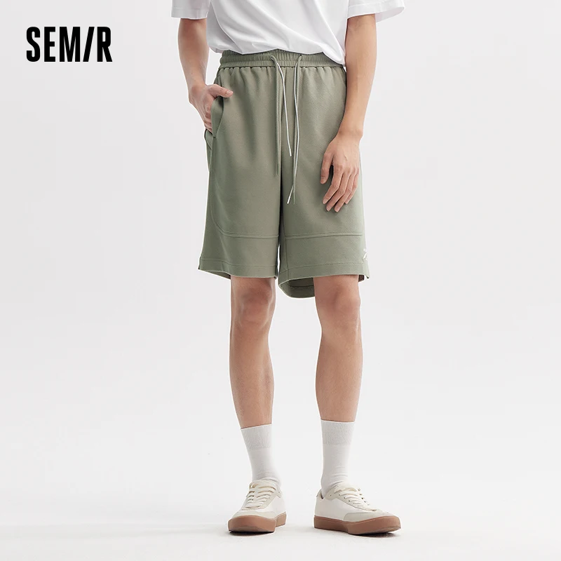 Semir Men Pants Casual Shorts 2024 Summer New Simple Letter Embroidered Shorts Drawstring Loose Fit Straight-Leg