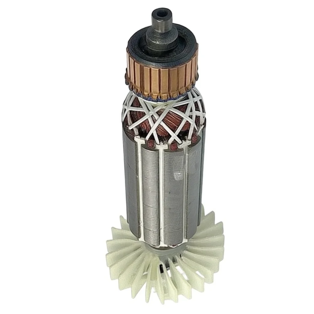 AB100 Rotor Replacement Part 126.5mm Shaft 54mm Fan 160mm Total Length 54.5mm Iron Core Silver Metal Construction