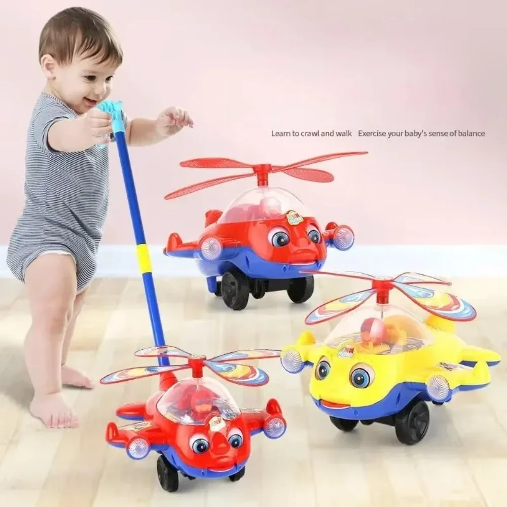 Interaktives Baby Walker Spielzeug abnehmbar mit Glocke Kinder Hand Push Flugzeug Geschenke Kinder Push-Pull Spielzeug