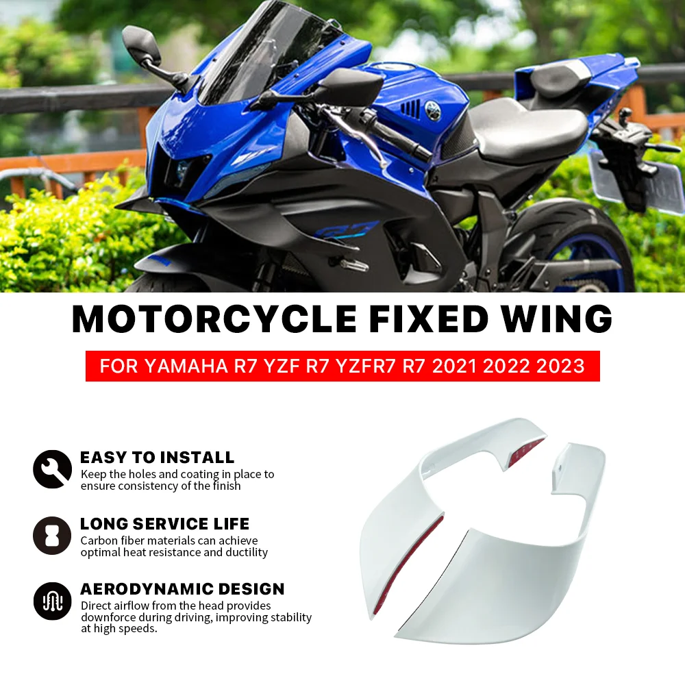 

White Motorcycle fixed wing cover, For Yamaha YZF-R7 YZFR7 2021 2022 2023 aerodynamic frame Winglets wing air guide spoiler aile