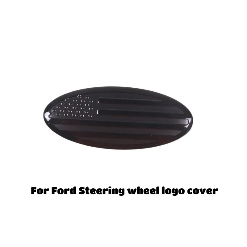 

Aluminum Alloy Black For Ford Focus Mondeo Edge Escort Ranger Wildtrak Steering Wheel Logo Cover Trim Sticker Car Accessories